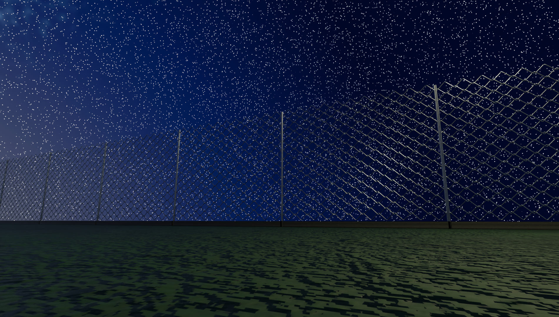 blenderで作成した星空の下の屋上